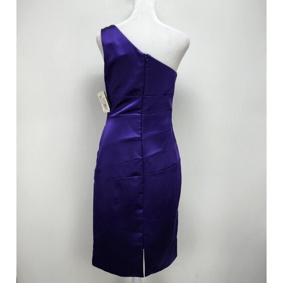 David's Bridal Dress Size 2 Women’s Purple One-Shoulder Stretch Satin New - Picture 14 of 14